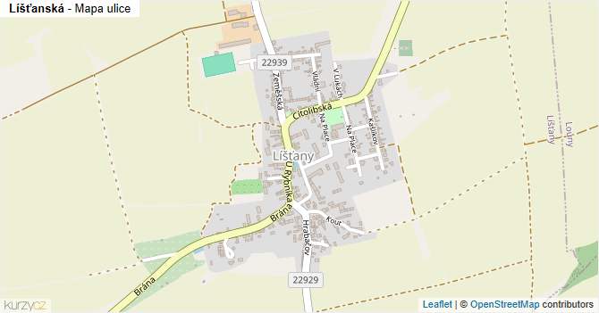 Líšťanská - mapa ulice