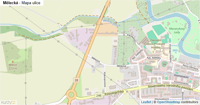 Mělecká - mapa ulice