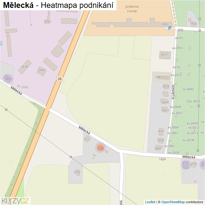 Mapa Mělecká - Firmy v ulici.