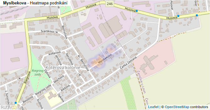 Myslbekova - mapa podnikání
