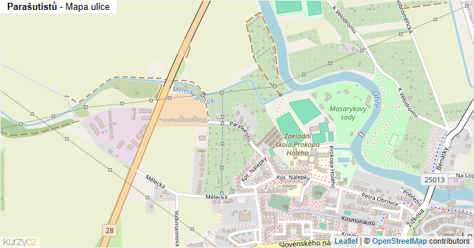 Parašutistů - mapa ulice