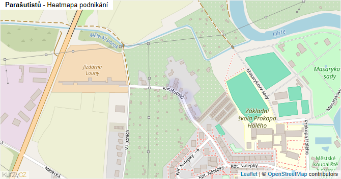 Parašutistů - mapa podnikání