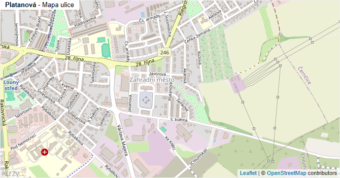 Platanová - mapa ulice