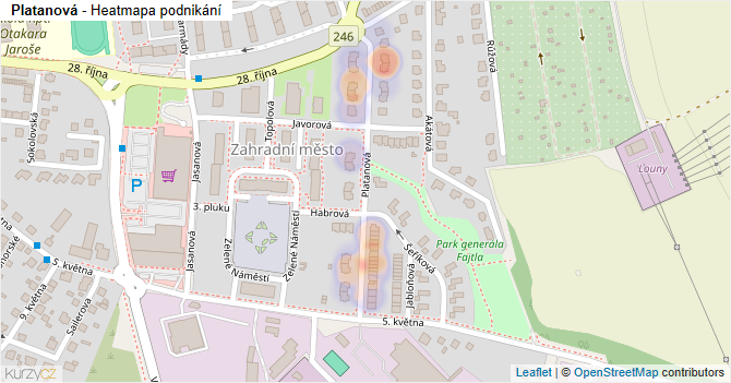 Platanová - mapa podnikání