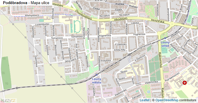 Poděbradova - mapa ulice