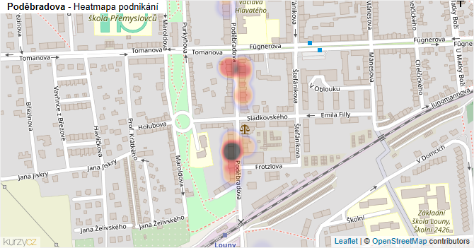 Poděbradova - mapa podnikání