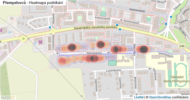 Přemyslovců - mapa podnikání