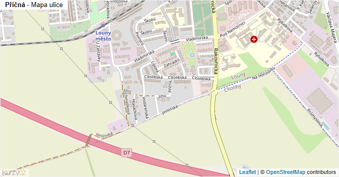 Příčná - mapa ulice