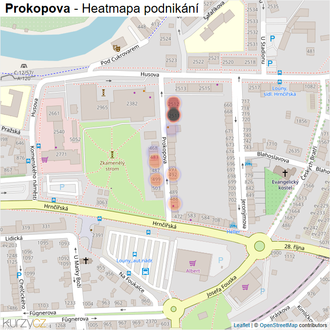 Mapa Prokopova - Firmy v ulici.