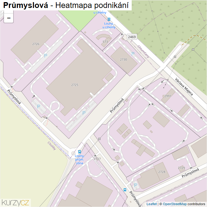 Mapa Průmyslová - Firmy v ulici.
