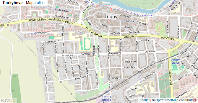 Purkyňova - mapa ulice
