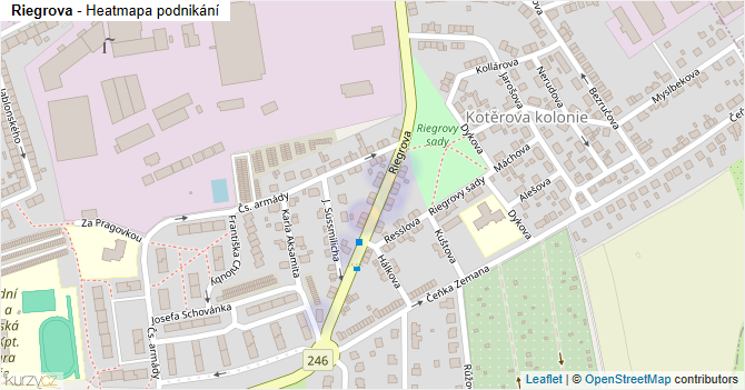 Riegrova - mapa podnikání