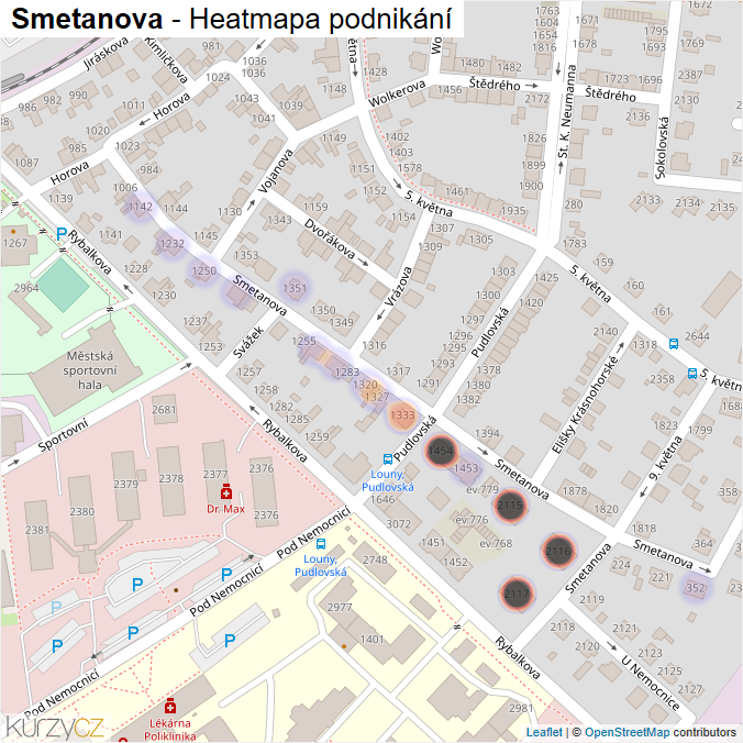 Mapa Smetanova - Firmy v ulici.