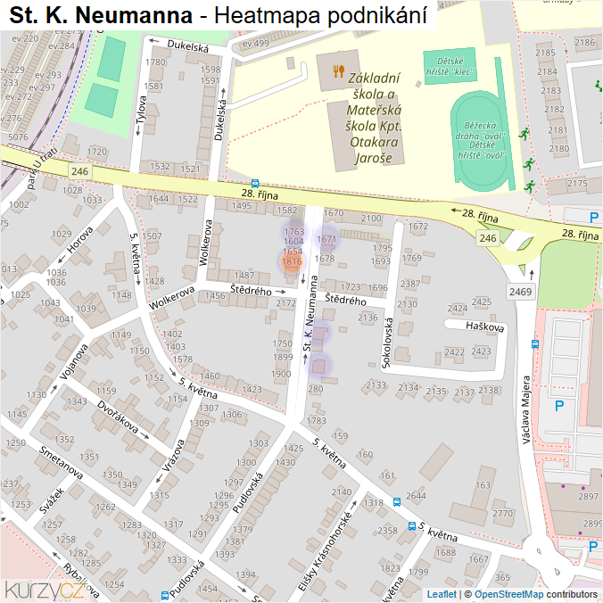 Mapa St. K. Neumanna - Firmy v ulici.