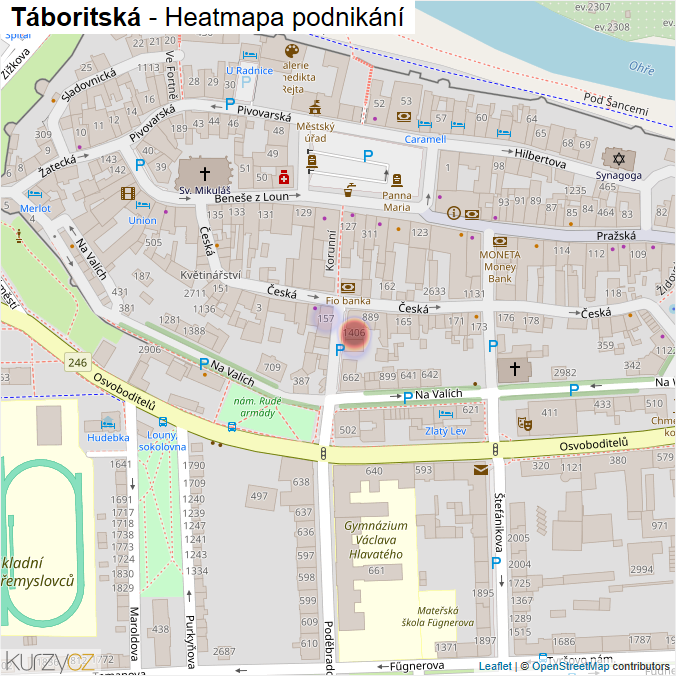 Mapa Táboritská - Firmy v ulici.