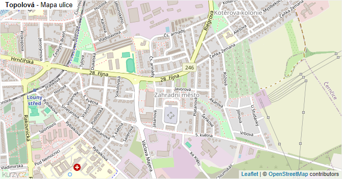 Topolová - mapa ulice