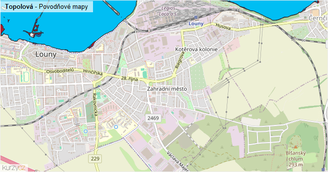 Topolová - záplavové mapy stoleté vody