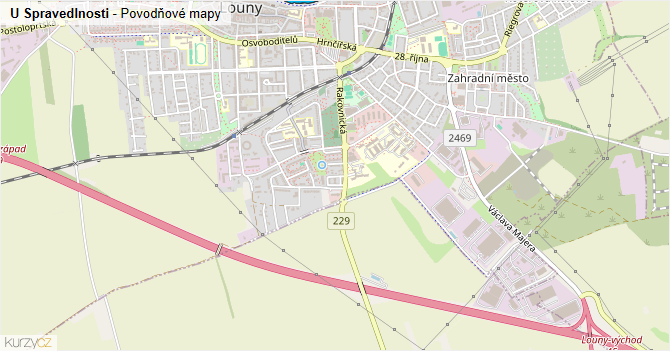 U Spravedlnosti - záplavové mapy stoleté vody