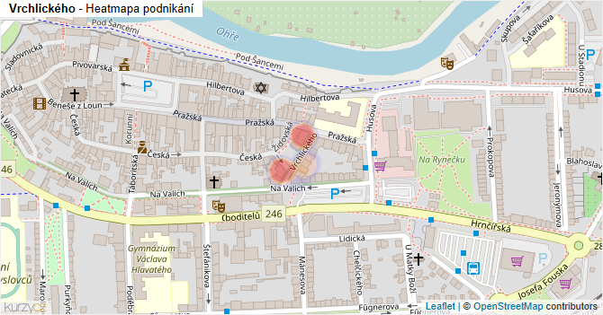 Vrchlického - mapa podnikání