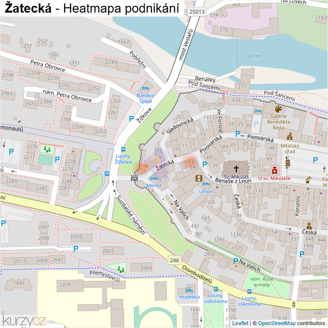 Mapa Žatecká - Firmy v ulici.