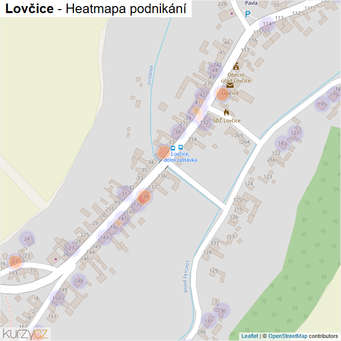 Mapa Lovčice - Firmy v části obce.