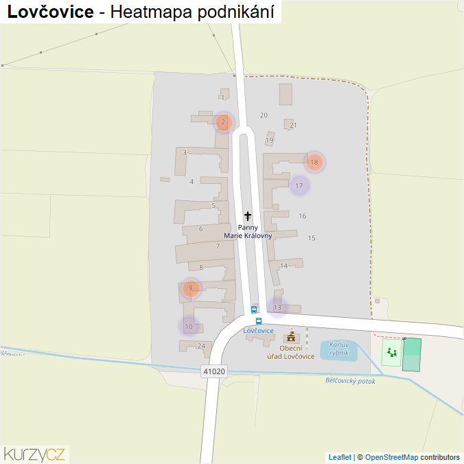 Mapa Lovčovice - Firmy v části obce.