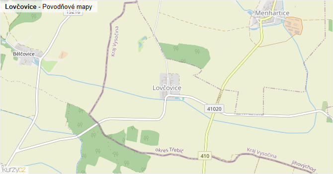 Lovčovice - záplavové mapy stoleté vody
