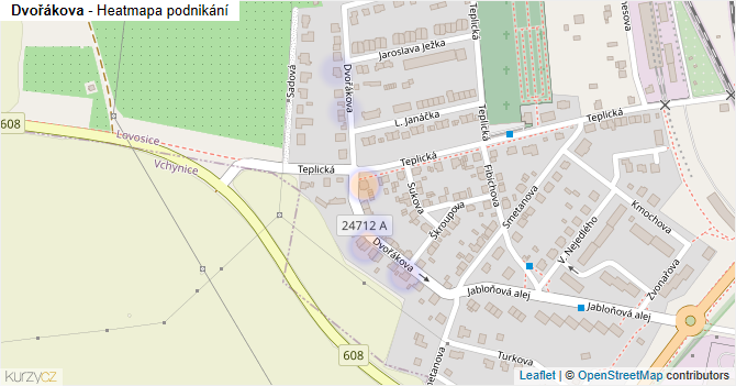 Dvořákova - mapa podnikání