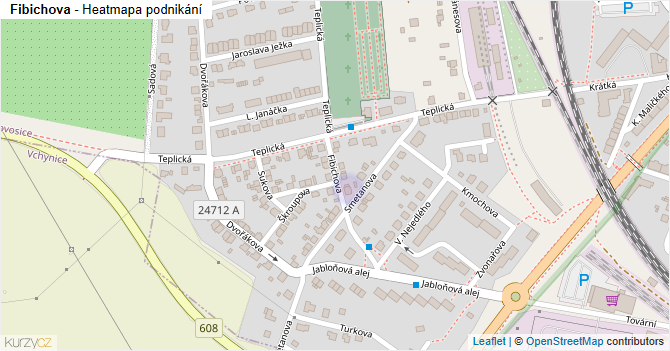 Fibichova - mapa podnikání