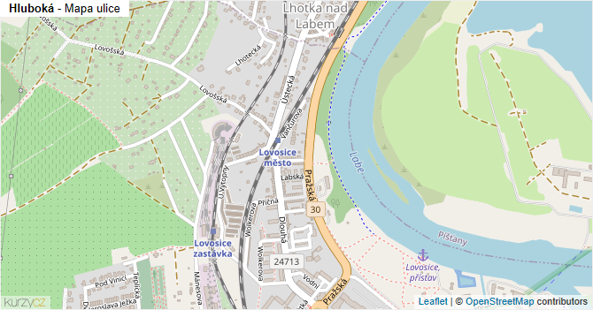 Hluboká - mapa ulice