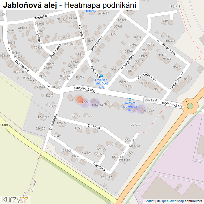 Mapa Jabloňová alej - Firmy v ulici.
