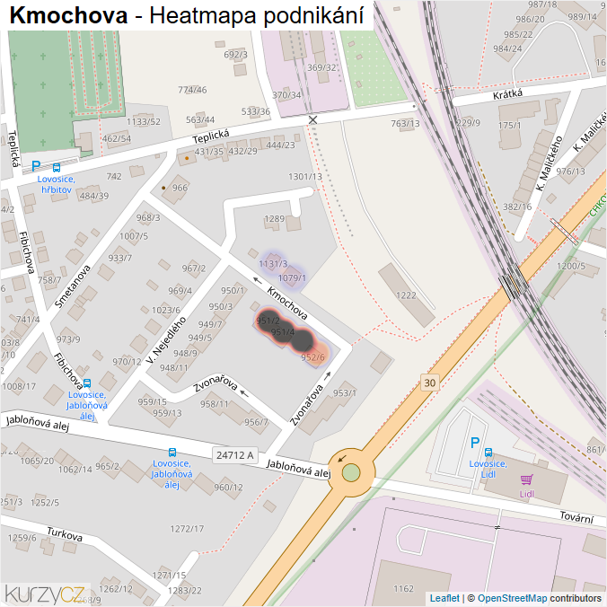 Mapa Kmochova - Firmy v ulici.