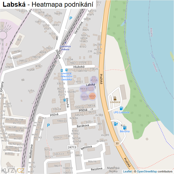 Mapa Labská - Firmy v ulici.
