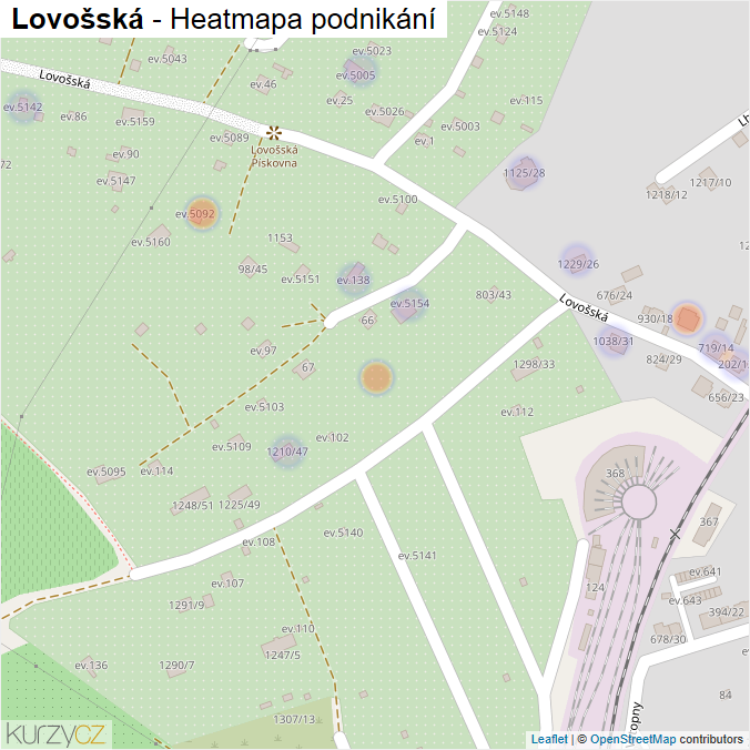 Mapa Lovošská - Firmy v ulici.