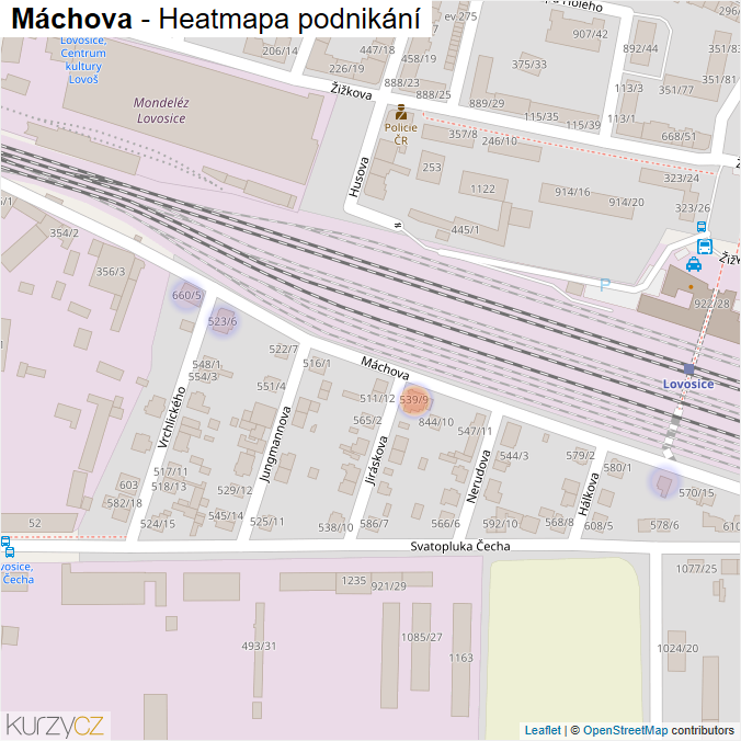 Mapa Máchova - Firmy v ulici.