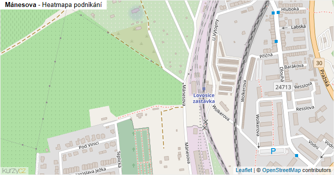 Mánesova - mapa podnikání