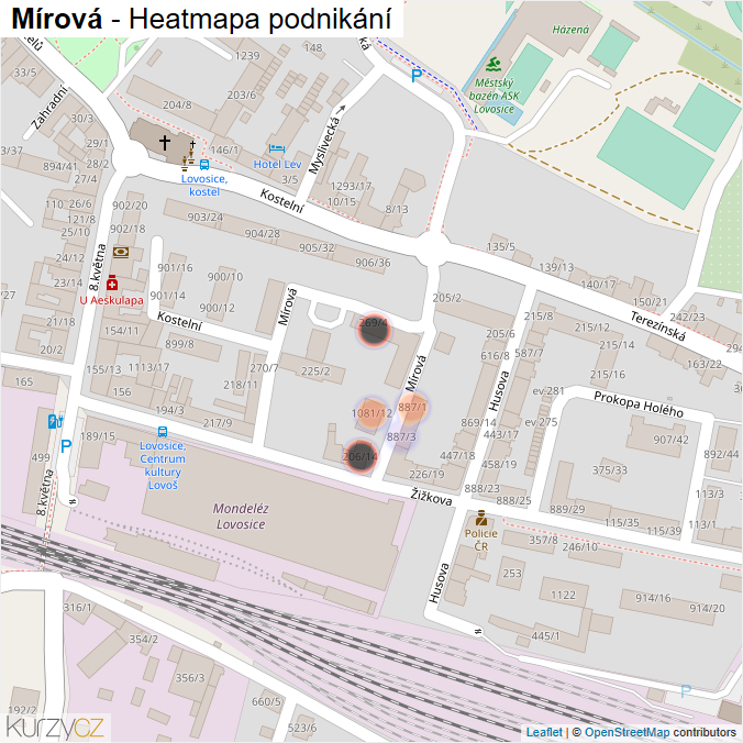Mapa Mírová - Firmy v ulici.
