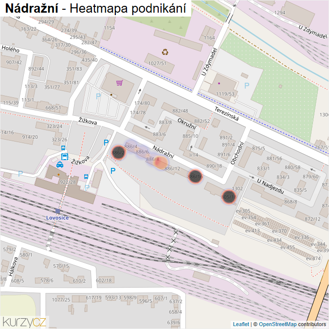 Mapa Nádražní - Firmy v ulici.