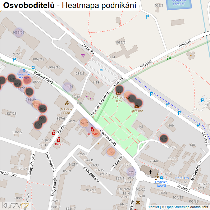 Mapa Osvoboditelů - Firmy v ulici.