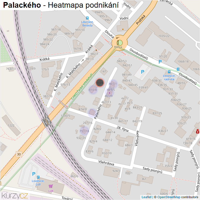 Mapa Palackého - Firmy v ulici.