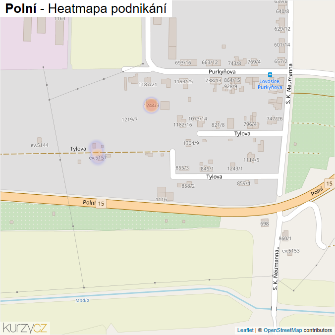 Mapa Polní - Firmy v ulici.