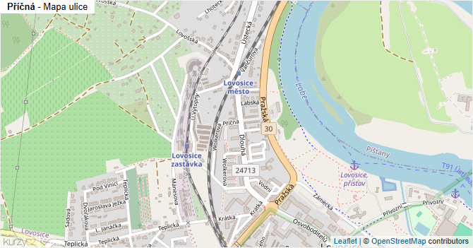 Příčná - mapa ulice