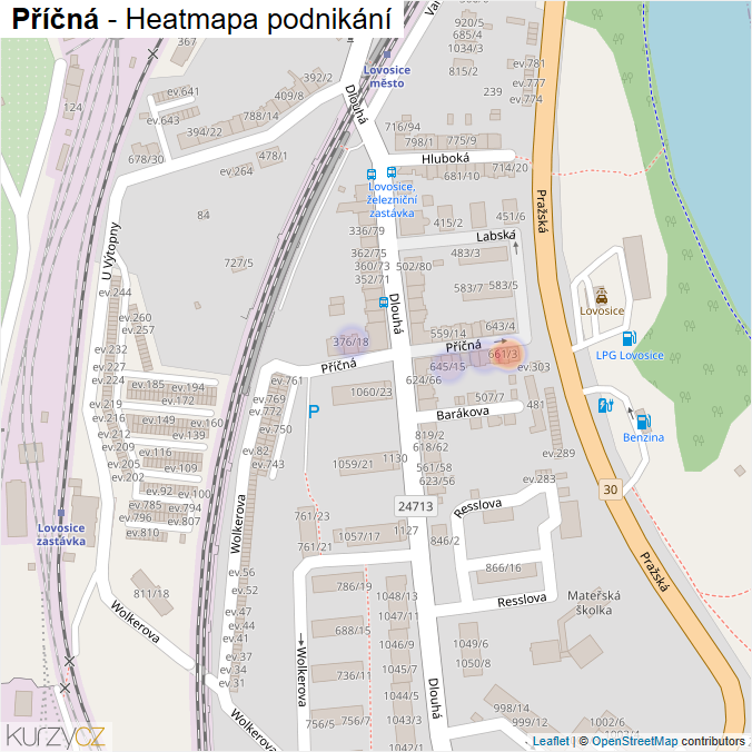 Mapa Příčná - Firmy v ulici.