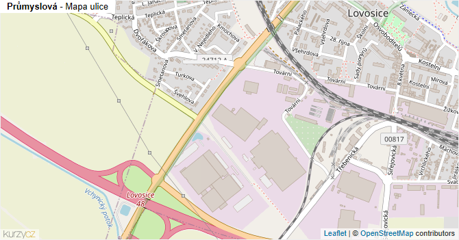 Průmyslová - mapa ulice