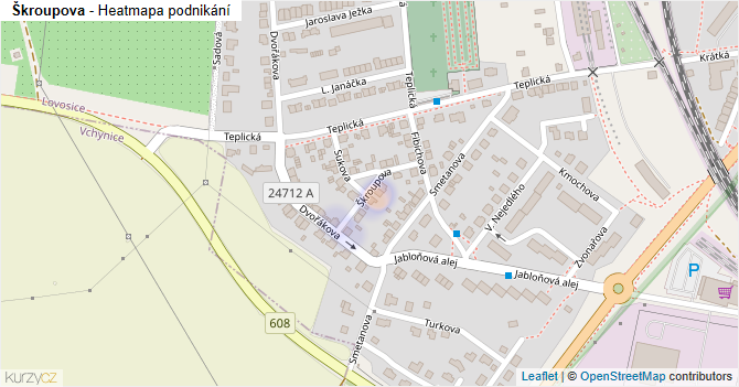 Škroupova - mapa podnikání
