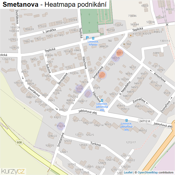 Mapa Smetanova - Firmy v ulici.