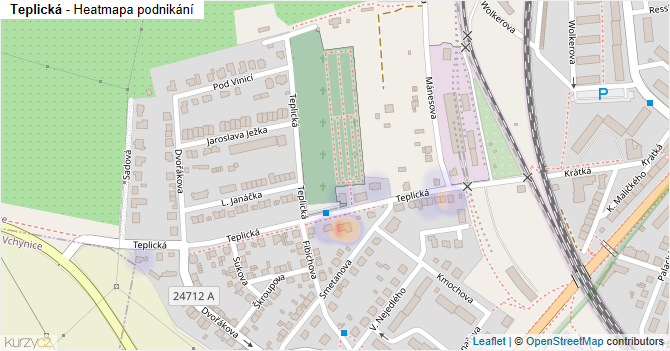 Teplická - mapa podnikání