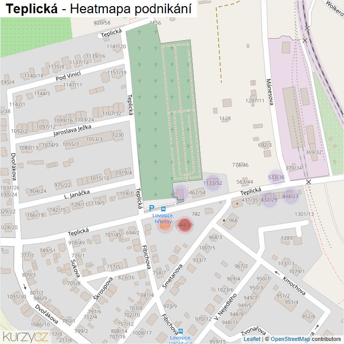 Mapa Teplická - Firmy v ulici.