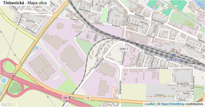 Třebenická - mapa ulice