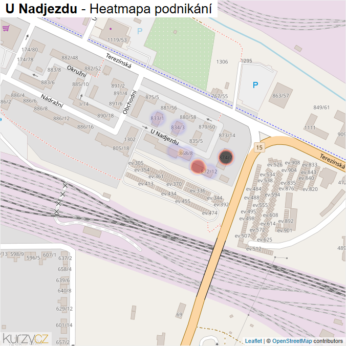 Mapa U Nadjezdu - Firmy v ulici.